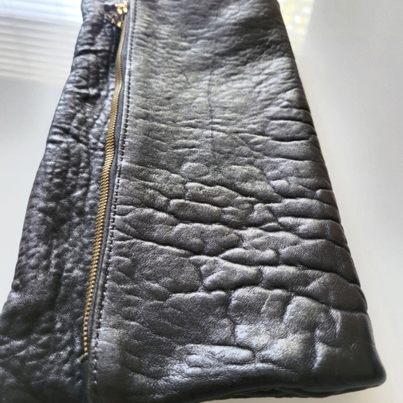 Clare V. Black Pebbled Leather Foldover Clutch Purse - Picture 3 of 8